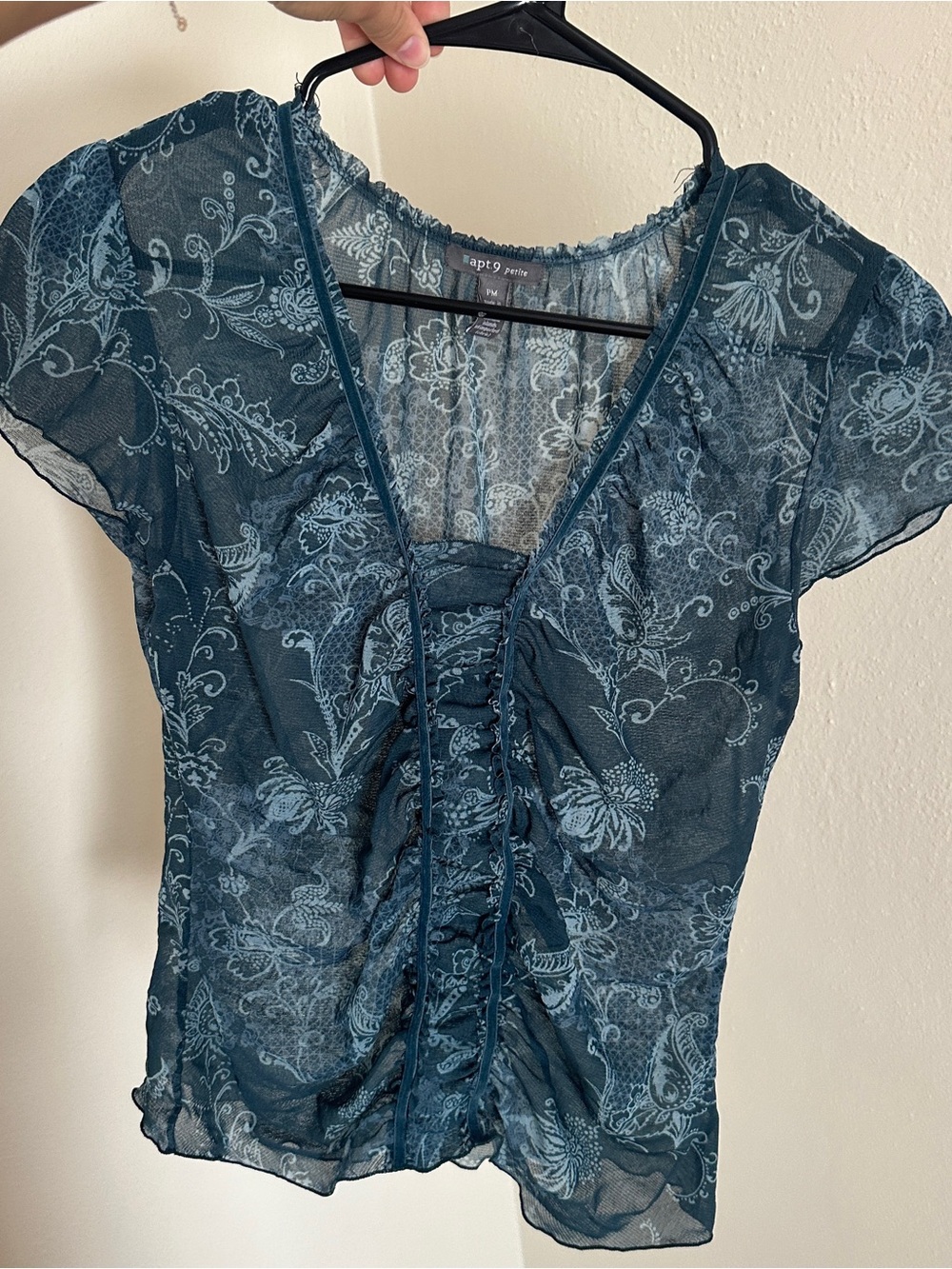 Apt. 9 Teal Floral Sheer Top